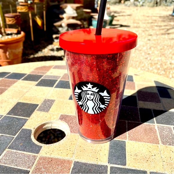NWT Starbucks red glitter stars holiday 16 oz tumbler bling sparkle - Picture 8 of 11